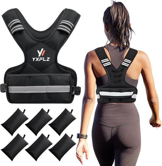 Weighted Vest Women Men - Adjustable Weighted Vest Woman with 6 Ironsand Weights, 4-10lb/11-20lb/21-32lb Vest for Walking, Running, Fitness, Strength Training, Workouts