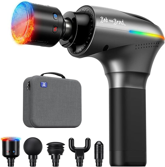 BOB AND BRAD A2 Pro Massage Gun with Heat and Cold Therapy, Professional Percussion Massage Gun Deep Tissue for Athletes Home Gym, Portable Muscle Massager with Force Sensor Light, Ideal Gift