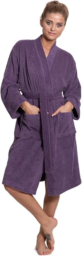Turkuoise Soft & Absorbent Towel Robe, 100% Cotton Turkish Terry Cloth Kimono Bathrobes for Women