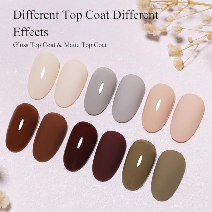 10ml Hema Free Fall Gel Nail Polish Set 6 Colors Beige Brown Taupe Gel Polish Kit Soak Off Nail Art Salon Home DIY Gift for Women