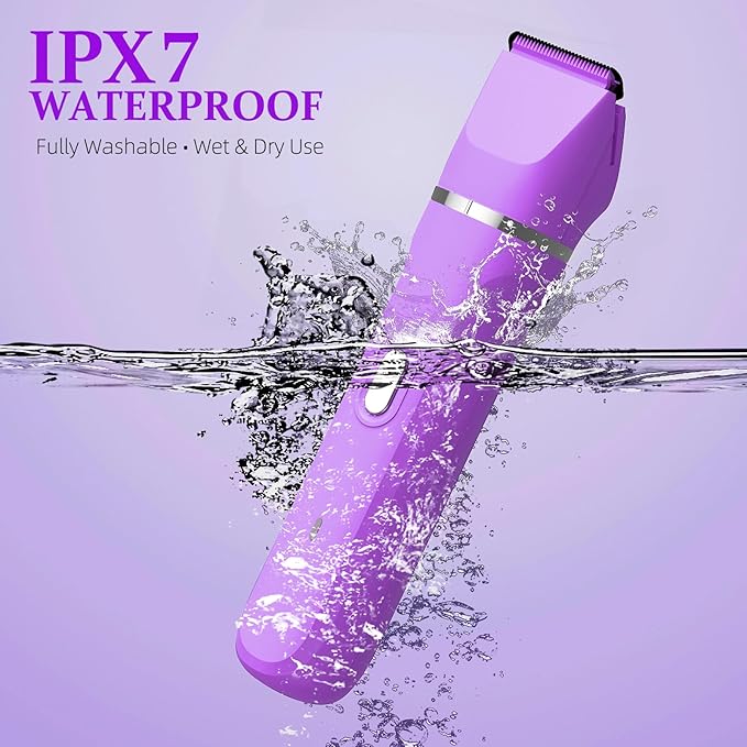 5-in-1 Bikini Trimmer for Women, IPX7 Waterproof Electric Razors Shaver, Cordless Body Hair Trimmer, Facial & Pubic Hair Removal, Ceramic Blade (Eggplant)