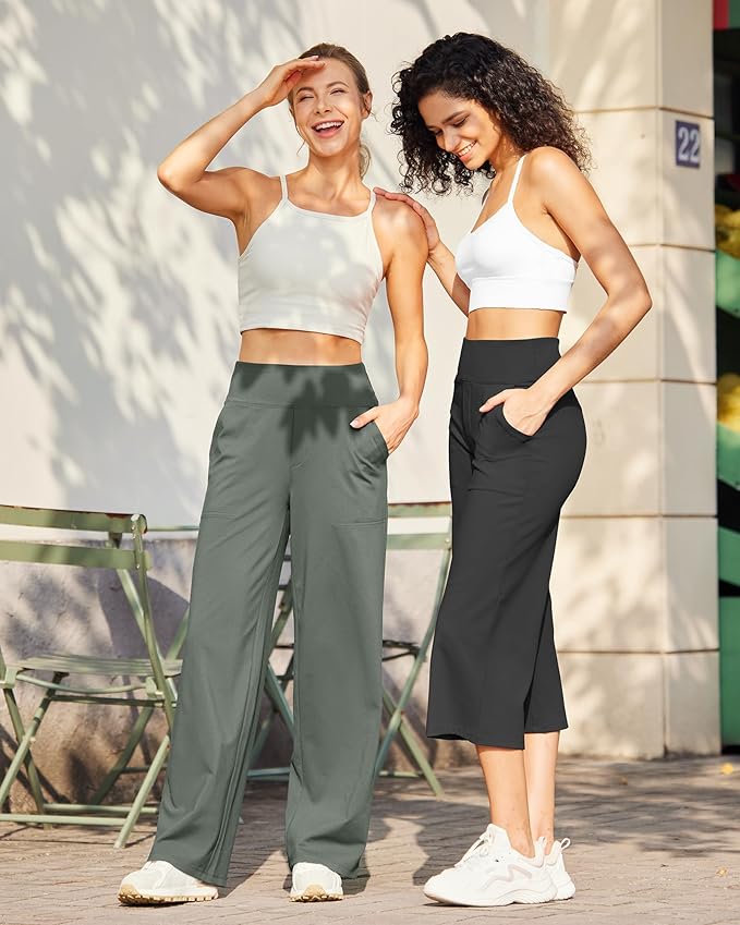 G4Free Yoga Pants Women Wide Leg Pants with Pockets High Waist Stretch Dress Casual Sweatpants Petite/Regular/Tall