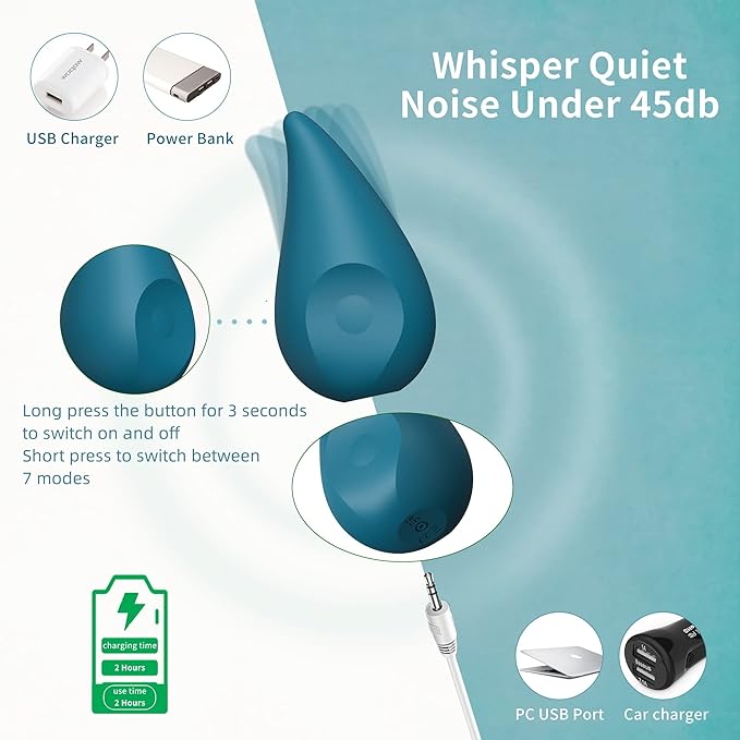 Handheld Water Drop Shape Facial & Eye Skin Care Tools - Personal Vibrating MaeDouy Mini Portable Massage Ball,for Improves Dark Circles,Eye Bags,and Fine Lines,Facial Skin Laxity and Aging-Dark Green