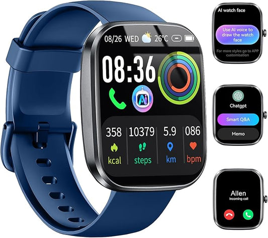 AI Smart Watch with ChatGPT, 1.91" Bluetooth Calling Smartwatch for Men Women, 110+ Fitness Modes Activity Tracker, Heart Rate/Sleep/Calorie Monitor, IP68 Waterproof Step Counter for Android iOS
