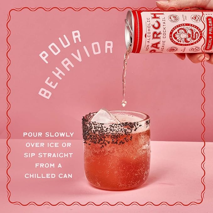 PARCH Prickly Paloma, Ready to Drink Non Alcoholic Agave Cocktail Infused with Desert Botanicals & Adaptogens, Plant Based, Gluten Free & Vegan, Inspired by the Sonoran Desert (8.4 oz x 8 pack)
