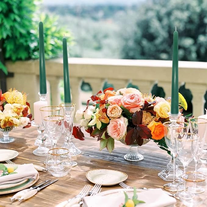 7 Packs 10 Inch Green Colored Taper Candles, Unscented Non-Toxic Smokeless Skinny Wax Candlesticks for Home St. Patrick's' Patty Day Dinner Table Decor - 8 Hours Burn Time