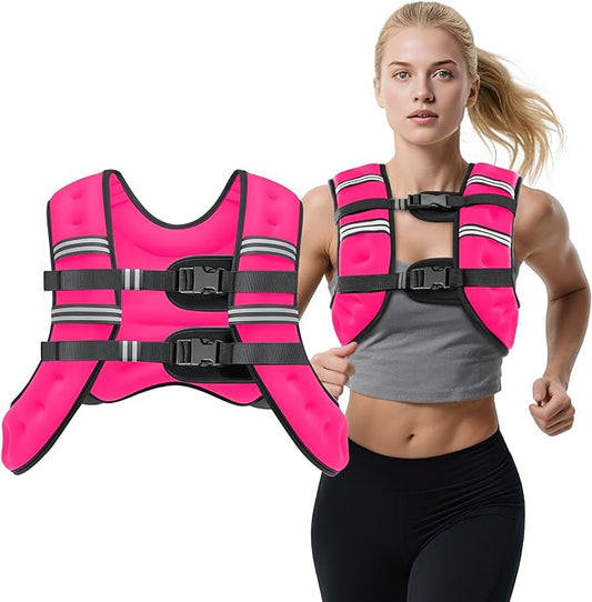 Weighted Vest, 12lb/16lb/20lb Weight Vest with Reflective Stripes for Men Women, Two Adjustment Straps for Workout, Strength Training, Running, Fitness, Muscle Building, Weight Loss