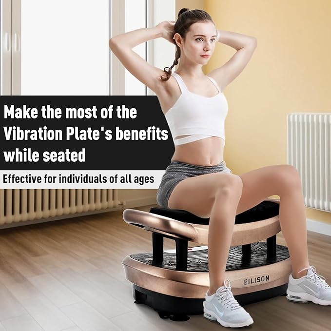 EILISON FITABS 3D Vibration Plate Exercise Machine with Seat - Ocsillation, Pulsation + Vibration Platform, Push Up | Vibration Machine for Lymphatic Drainage, Weight Loss, Recovery