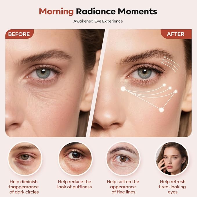 Multi-Mode Eye Massager with Heat, Vibration & 3-Color Light Care, Helps Brighten Eye Area and Smooth Appearance, Portable Glasses for Home & Travel