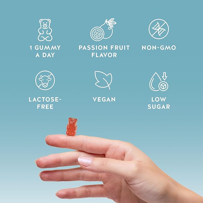 Bears with Benefits Vegan Melatonin 5mg Gummies, Sleep Gummies for Reduced time to Fall Asleep, with Vitamin B6 & Passion Fruit Extract - Super Snooze Sleep Vitamin (60 Gummies)