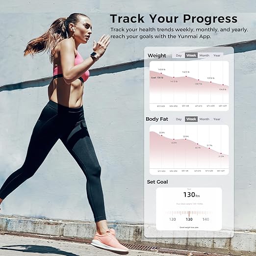 Yunmai Smart Scale with BMI, Body Fat, Muscle Mass, Digital Weight Body Fat Scale Mini, 13 Body Composition Scale Bluetooth Health Apps Compatible, Rechargeable 400lb
