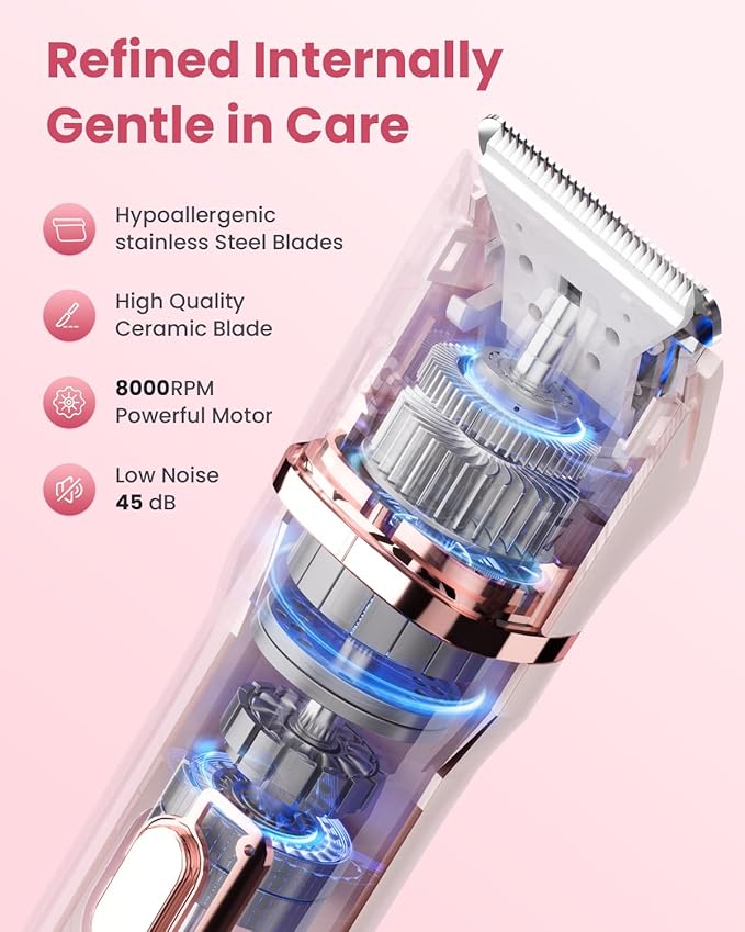 Bikini Trimmer for Women - 5 in 1 Painless Electric Razors for Ladies Pubic Facial Nose Body Leg Hair Removal, Waterproof Electric Shaver for Women Private Area Sensitive Skin,Personal Hair Trimmer