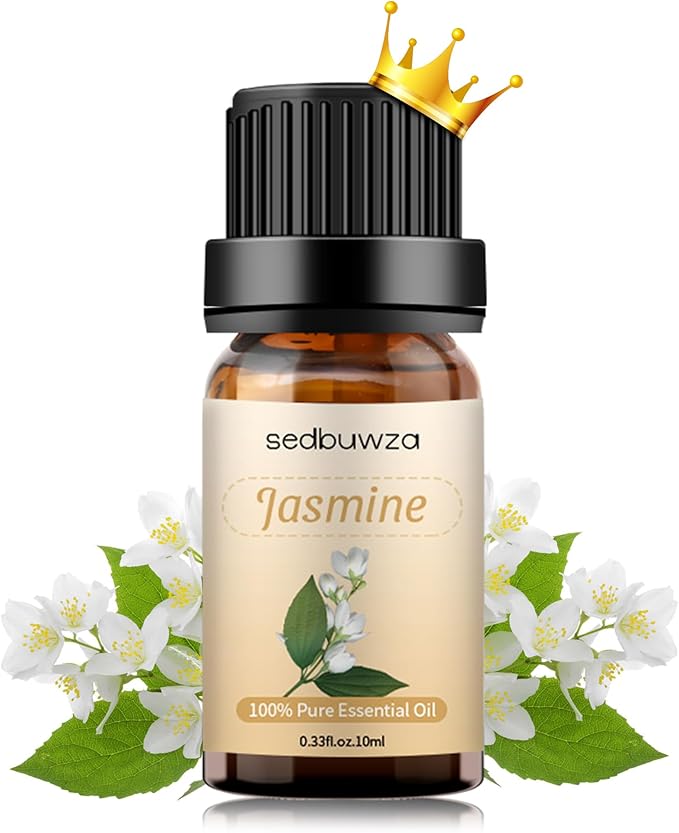 Sedbuwza Jasmine Essential Oil, Pure Organic Jasmine Fragrance Oil for Diffuser, Humidifier, Soap, Candle, Perfume