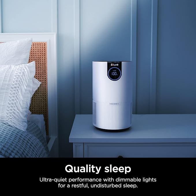 Shark Air Purifier for Home, Clean Sense, for Bedroom, Nursery, Home Office, Dorm, HEPA-Exceeding Filter, Captures Pollutants, Pet Dander, Dust, Odor, Smoke, and More, HP102PK2, White