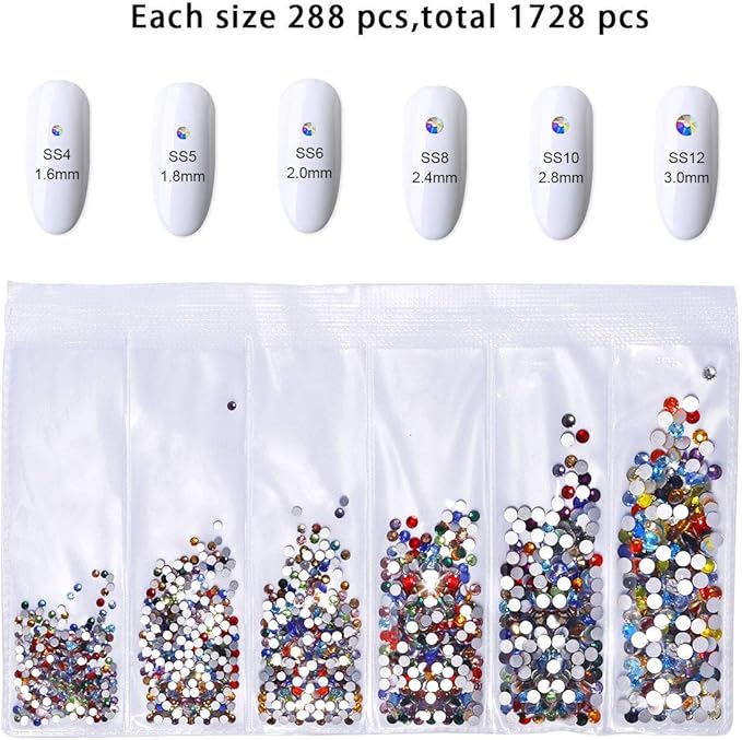 120 Pcs Glass Crystal Nail Rhinestones for Nail Art Craft,Micro Nail Pixie Beads,Mixed Colors 3D Decorations Nail Art Kit