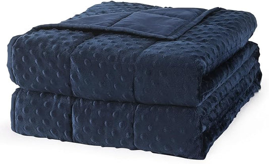 Mr. Sandman Weighted Blanket for Adults, Minky Heavy Blanket for Woman,Man Sleeping/Calm, Soft and Cozy Weighted Throw Blankets, Machine Washable, 80 x 87in, 25 lbs, Navy Blue