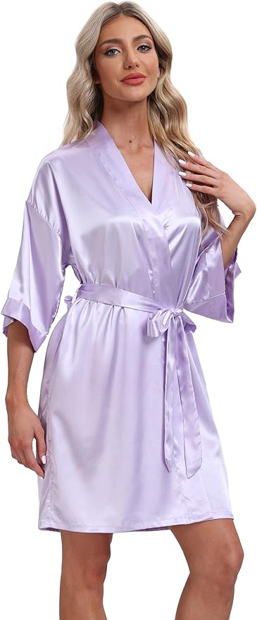 Women's Pure Short Silky Robes Bridesmaid Bride Party Satin Robes Sleepwear