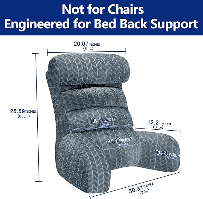 Back Pillow for Bed Sitting Up, Reading Pillow, Extra Large Arm Pillows for Adults for Back Support,Bed Pillow for Sitting up for Watching TV/Gaming/Relaxing