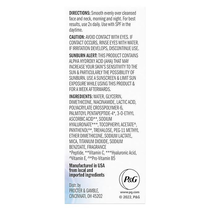 Olay Super Serum Trial Size - Niacinamide, Vitamin C & E, Collagen Peptide, AHA - 5-in-1 Skin Care Benefits - Healthy Glow, Brightening, Hydrating, Smoothing, Firming, Evens Tone, Anti-Aging, 0.4 Oz