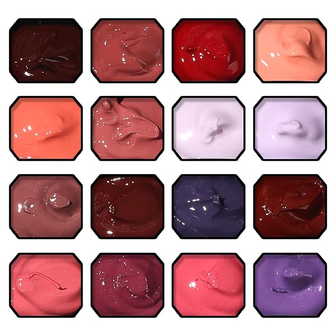 Sponge Pat Gel Nail Polish Palette, 16 Colors Blending Ombre Gel Polish Patting Gradient Painting Nails Art, No Wipe, UV/LED Cured (16 Colors F)