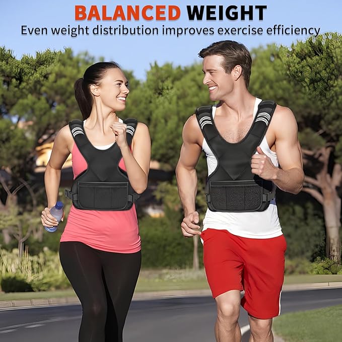 Adjustable Weighted Vest for Women Men, 4-10lb/12-18lb/ Vest with 6 Ironsand Weights, Weight Vest with Reflective Strip for Running, Walking, Exercise, Strength Training