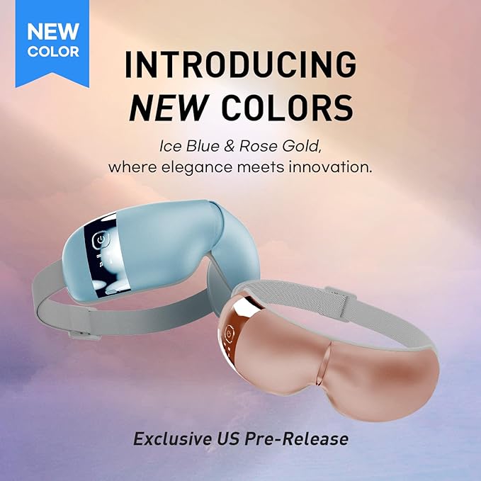 HubiCare Eye Massager with Heat, Vibration, and Music Helps Relieve Strain, Dark Circles, Dryness, and for Migraine Relief Relaxation and Better Sleep Gifts for Women/Men (Ice Blue)