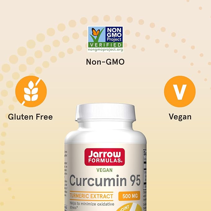 Jarrow Formulas Turmeric Curcumin Supplement - Curcumin 95, Turmeric Supplements, 500 mg for Antioxidant & Joint Support, 60 Capsules