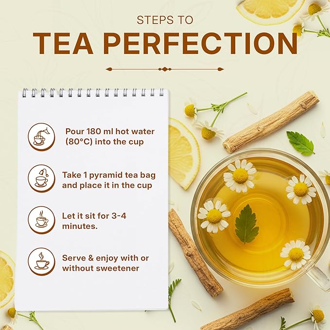 Honey Lemon Green Tea Bags (50 Count), Chamomile, Lemon & Honey Extract, Caffeinated, Real Green Tea, Blended Herbs & Spices, Gluten Free