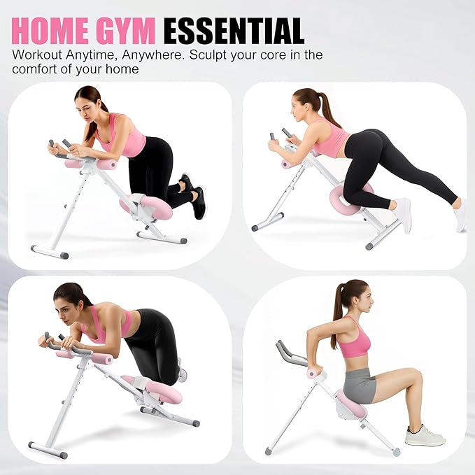 Abdominal Trainers - Adjustable Ab Trainer Machine, Foldable Abdominal Workout Equipment with Knee Protection - Home Gym Core Strength Trainer for Men & Women