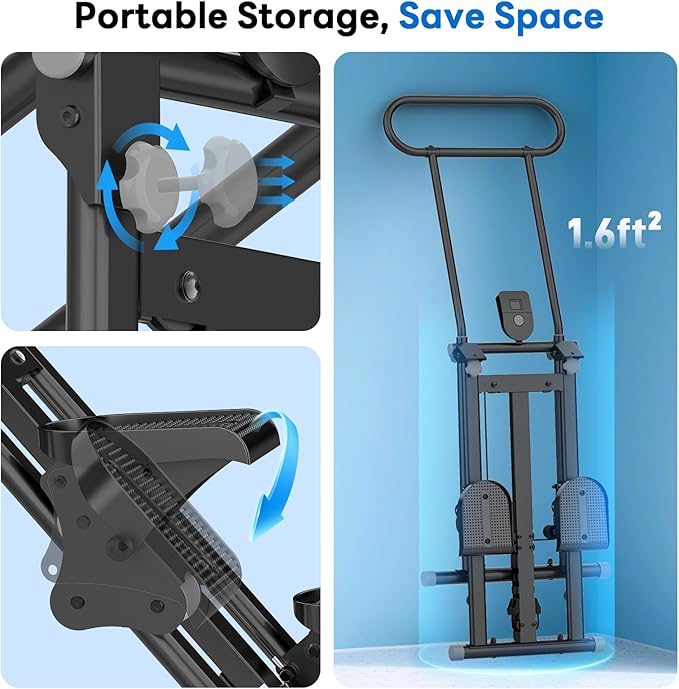 ERGOLIFE Stair Stepper with 3-Level Adjustable Resistance, 350lbs Upgrade Foldable Stairmaster Machine for Home Gym Workout, Cardio Stair Climber with Low Noise