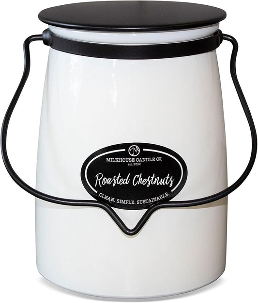 Milkhouse Candle Company - Roasted Chestnuts - Creamery Collection - 22oz Single Cotton Wick Soy Candles with Beeswax - Long Burn Time, Made in The USA - Non Toxic, Premium Scented Candles