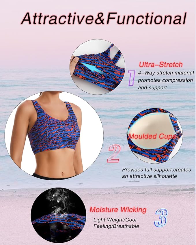 RUNNING GIRL High Impact Sports Bras for Women,Racerback Running Bra Workout Crop Tank Tops Longline Sports Bra Push up