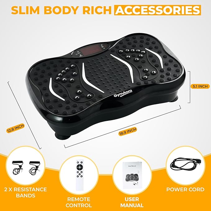 Vibration Plate Exercise Machine for Whole Body Workout, 330 LBs Lymphatic Drainage Machine for Weight Loss, 120 Adjustable Speed Vibration Platform w/Resistance Bands & Bulit-in-USB Speaker
