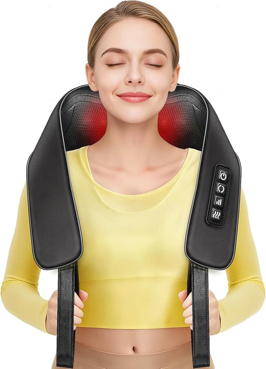 TISSCARE Shiatsu Neck Massager with Heat for Pain Relief, Deep Tissue 3D Kneading Electric Massager for Back, Shoulder, Leg, Plug-in for Home, Office, Car, Ideal Gift for Women Men Mom Dad
