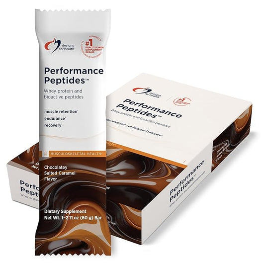 Designs for Health Performance Peptides Bar - Whey Protein Bars Promoting Aging Wellness, Muscle Recovery, Fitness Endurance, and Joint Support - 15g Protein with 8g Fiber, Gluten Free (12 Bars)