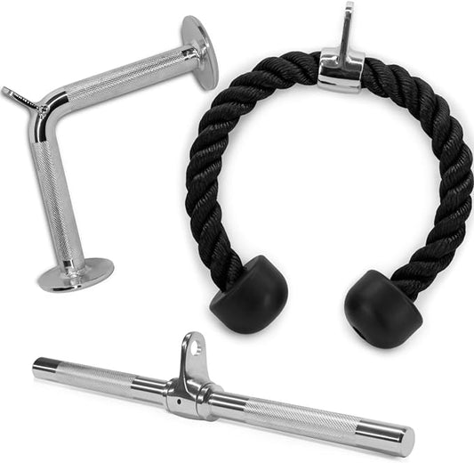 Yes4All Cable Machine Attachment, Double D Hanlde & Tricep Rope Cable Attachment, Weight Machine Accessories Load 880 LB for Home Gym