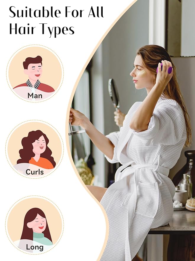 HEETA Hair Scalp Massager for Hair Growth, Shampoo Brush, Scalp Scrubber Exfoliator with Soft Silicone Bristles for Dandruff Removal to Relieve Stress, Wet Dry Use, Purple