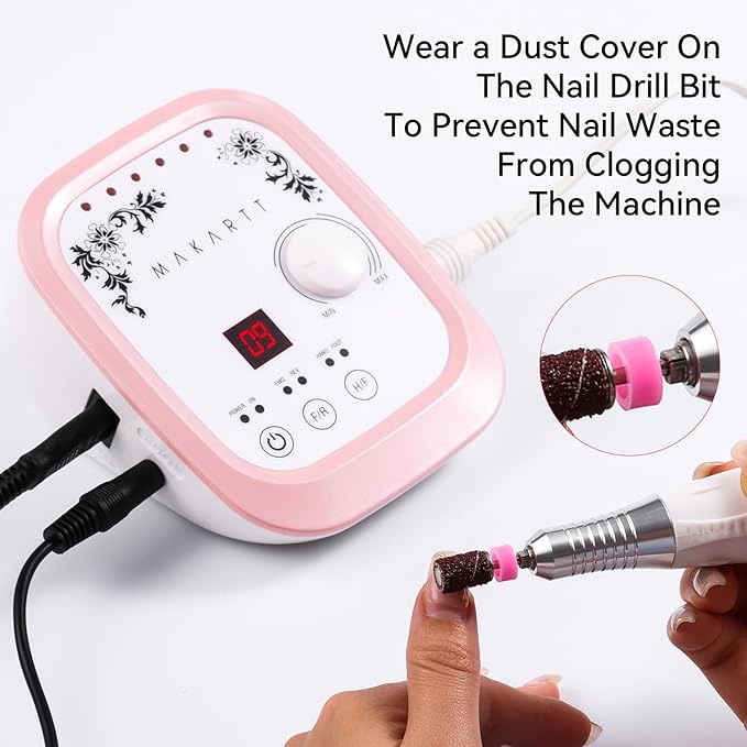 Makartt Nail Drill - Professional 35000RPM Electric Nail File Machine, Genesie Nail Efile with LCD Screen, Drill Bit Set for Acrylic Gel Nail Removing Shaping Polishing Nail Tech Salon Home DIY Use