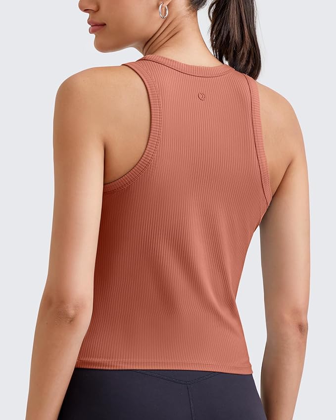 G4Free Workout Tank Tops for Women Slim Fitted Racerback Ribbed Athletic Gym Yoga Tanks Summer Casual