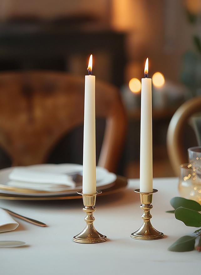 6 PK 10" Classic Taper Candles, Ivory, 7-8 Hours Long Burning, Unscented Tall Candlesticks