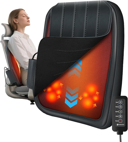 CooCoCo Back Massager with Heat, 2025 Upgraded Back Massager for Pain Relief Deep Relief, 2X Larger Heating Area, FSA Eligible, HSA Shiatsu Rooling Back Massage, Christmas Gift for Dad Mom Women Men