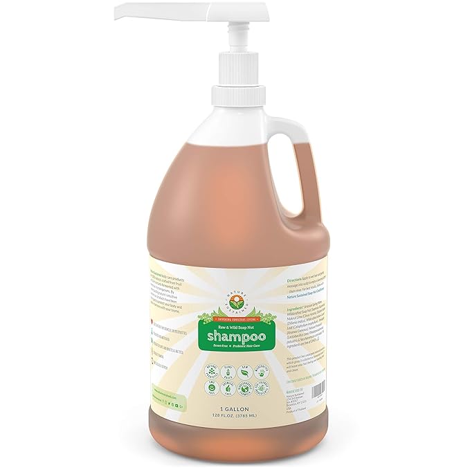 Nature Sustained Organic Shampoo - Raw & Wildcrafted with Probiotics, Hypoallergenic Natural & Sulfate Free Shampoo for Sensitive Scalp, Dry Hair, Dandruff, Eczema & Psoriasis, Gallon, Original