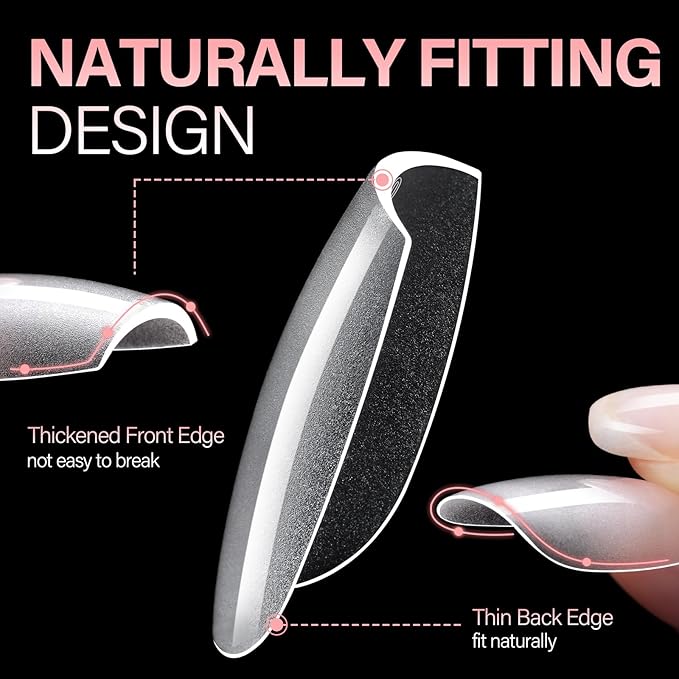 AILLSA Medium Coffin Nail Tips - Pre-shaped False Nail Tips Full Cover Matte Thickened Nails Tips, Fake Nails 240pcs 15 Sizes for DIY