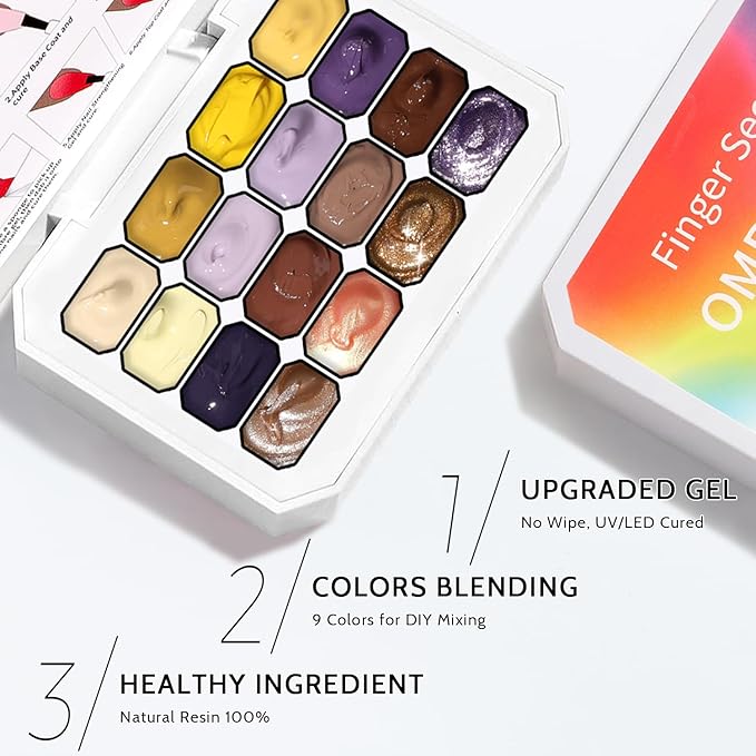 Sponges Pat Gel Nail Polish Palette, 16 Colors Blending Ombre Gel Polish Patting Gradient Painting Nails Art, No Wipe, UV/LED Cured (16 Colors D)