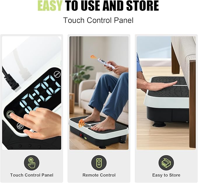 Homesy Vibration Plate Exercise Machine, Vibrating Plate for Lymphatic Drainage, Full Body Shaking Workout Fitness Platform Board, Sport Gym Equipment for Weight Loss Fat Burner