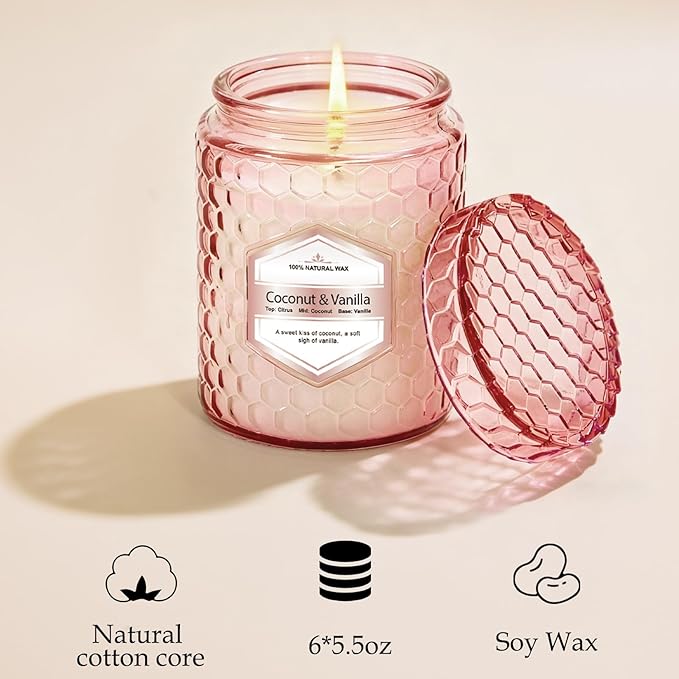 6 Pack Soy Wax Candles Sets, Scented Candles Gifts Sets for Women Birthday Christmas, 5.5 Oz Each Natural Aromatherapy Candles for Home, Spa, Relaxation & Home Decoration
