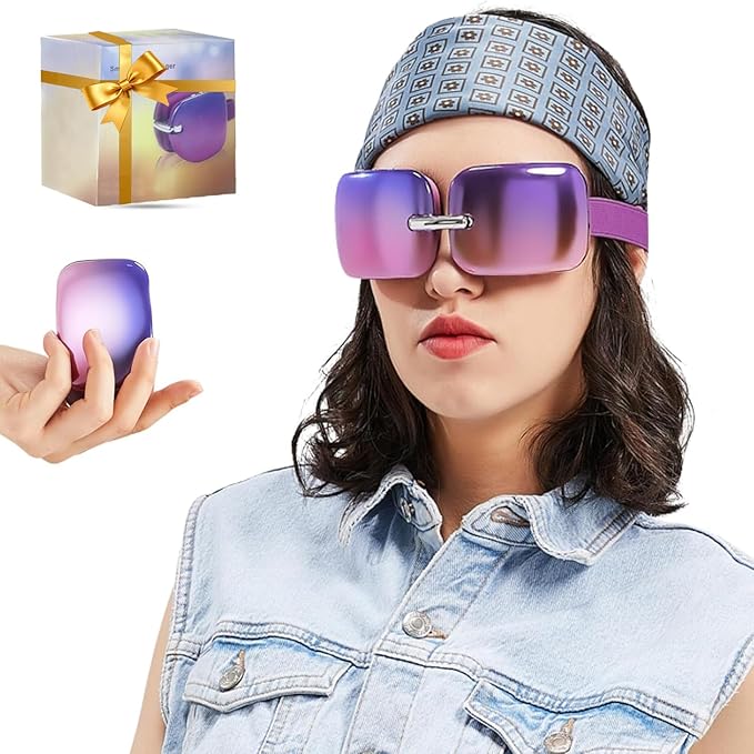 Eye Massager with Heat and Vibration, Portable Pocket-Size Massaging Eye Mask, Relieve Dark Circles/Eye Fatigue Massage Dry Eyes, Eye Strain Relief for Office Work and Travel
