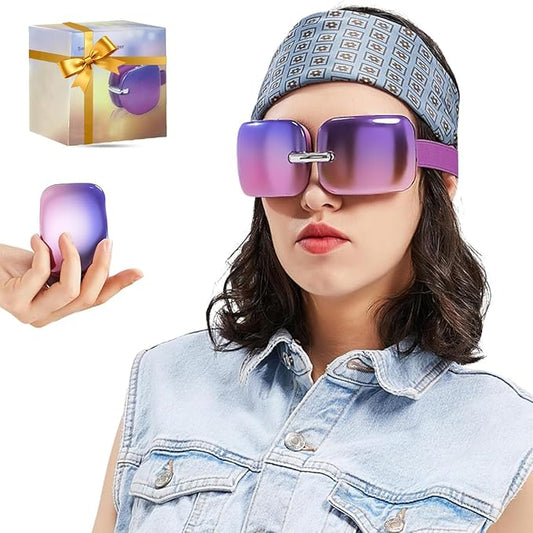 Eye Massager with Heat and Vibration, Portable Pocket-Size Massaging Eye Mask, Relieve Dark Circles/Eye Fatigue Massage Dry Eyes, Eye Strain Relief for Office Work and Travel