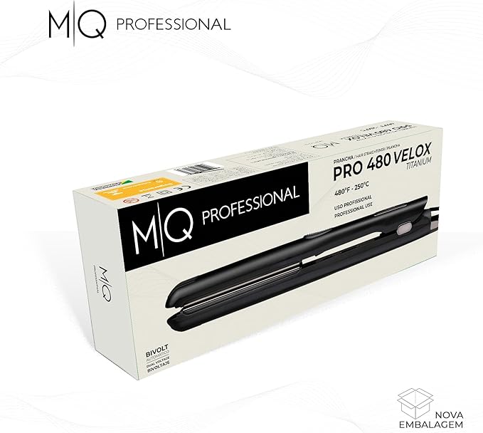 MQ Hair - Professional Pro 480 Velox Hair Straightener - Flat Iron, Advanced Titanium Plates, Quick Heating, Salon-Grade Results, Enhanced Safety- Sleek Ergonomic Design - Black