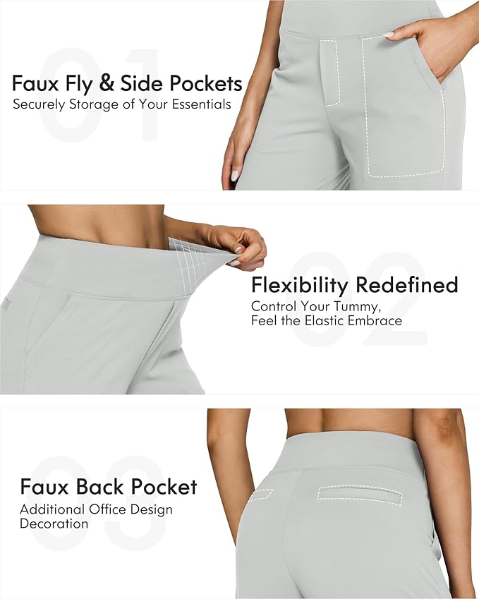 G4Free Yoga Pants Women Wide Leg Pants with Pockets High Waist Stretch Dress Casual Sweatpants Petite/Regular/Tall